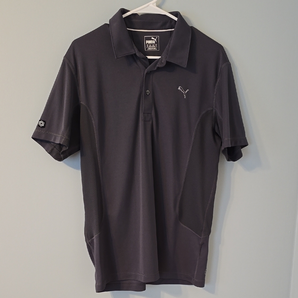 Puma Golf Dark Grey Polo Shirt, Short Sleeves, Cool Cell Moisture Wicking